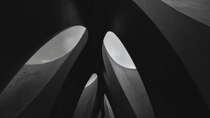 Futuristic architectural form featuring smooth curves and metallic textures captured midframe to accentuate innovative structural symmetry.