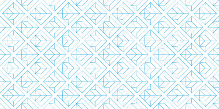seamless blue geometric outline pattern featuring abstract architectural diamond shapes for modern creative background design