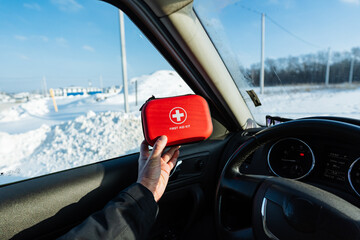 Medical Equipment Placement, Emergency Tools Carefully Arranged, First Aid Supplies Near Steering...