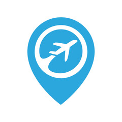 Obraz premium Travel location pin with airplane icon