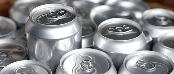 Metal cans and tins collected for recycling in a pile, viewed from above, showcasing the importance of waste management and recycling efforts