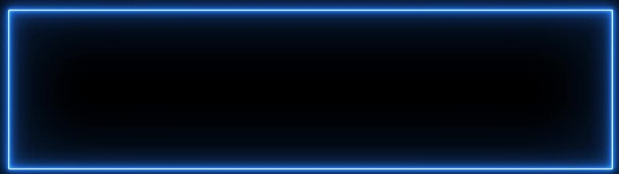 rectangle frame icon animation glowing neon pink and blue color bordar frame display box round shape retro screen photo frame rotation seamless footage line movement on black background
