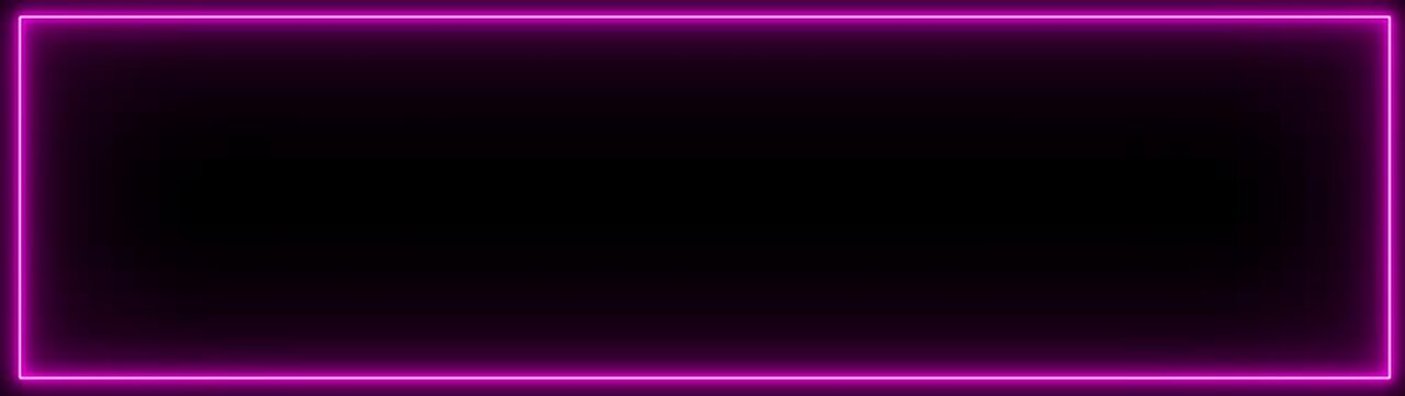 rectangle frame icon animation glowing neon pink and blue color bordar frame display box round shape retro screen photo frame rotation seamless footage line movement on black background