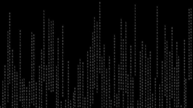 Random white numerical digits ascend steadily against a deep black background creating a sophisticated digital data rain or matrix style