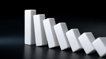 abstract photograph of white dominoes arranged in an off-center bar graph shape on a dark background, representing a financial growth or business planning concept