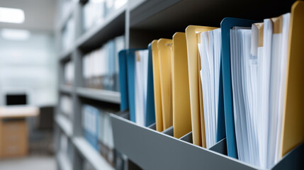 Inventory concept on document folder display, business organization stock photo, stock control documentation, supply chain management, logistics operations, administrative records,