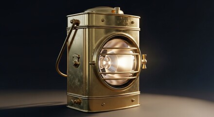 Vintage Metal Lantern with Bright Light.