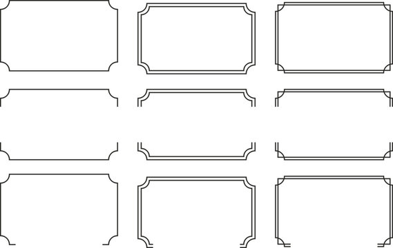Collection of decorative rectangular frames with rounded corners