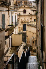 Church Of Santa Maria Dell Itria In Ragusa, Sicily: Historic Baroque Stone Facade And Bell Tower Rising Above Traditional Southern Italian Old Town