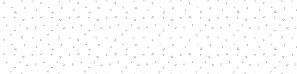 Fototapeta premium Seamless pattern of small contour stars in doodle style. Simple background and texture on theme of night sky, space, astronomy, kids design