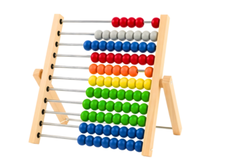 A colorful wooden abacus toy for children's counting and early math education isolated on transparent background