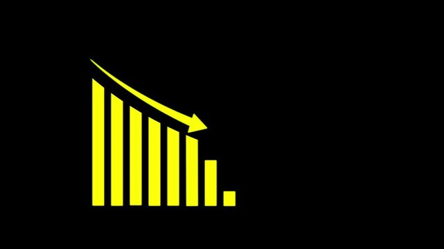 Business graph growth concept in allusive graph chart showing marketing sales profit decreasing to future target. Downfall financial status of corporate business going down.