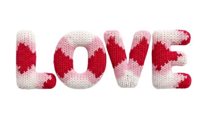Knitted love text in heart style symbolizing warmth, romance, valentine, affection, cozy handmade textile art decorative background