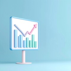 A sleek computer monitor displays a vibrant graph with a bold arrow pointing upwards, symbolizing growth and success in digital analytics.