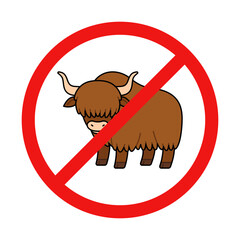 No Yak Sign on White Background