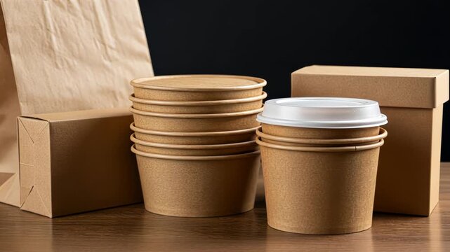 Ecofriendly coffee cup display with lids: recycling and sustainability in packaging