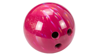 Vibrant pink bowling ball with glittery finish