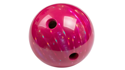 Vibrant pink bowling ball with glittery finish