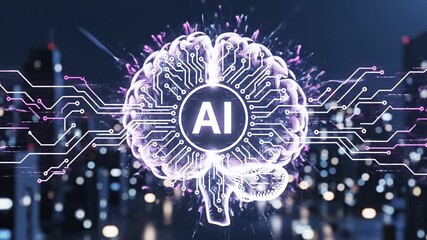 Artificial Intelligence Brain Circuit 4K Video Digital Technology Concept - Powered by Adobe