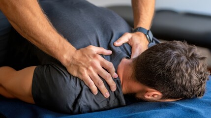 Fototapeta premium Professional Chiropractic Treatment with Spinal Manipulation for Pain Relief and Better Alignment in a Clinical Setting