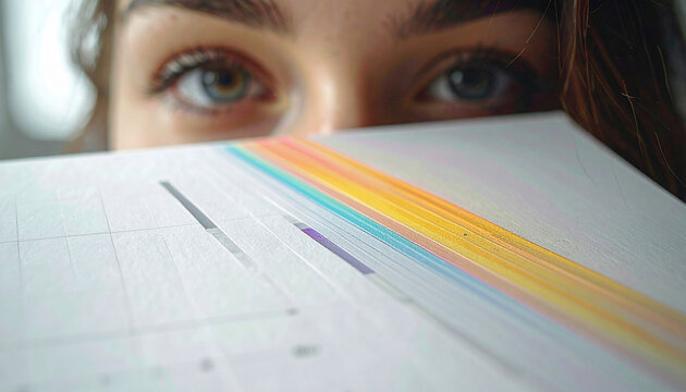 Gaze into Design: A close-up shot of a person looking intently at a design plan, showcasing the power of observation.