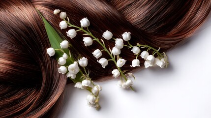 Naklejka premium lily of the valley on the hair extension isolated on the white background 