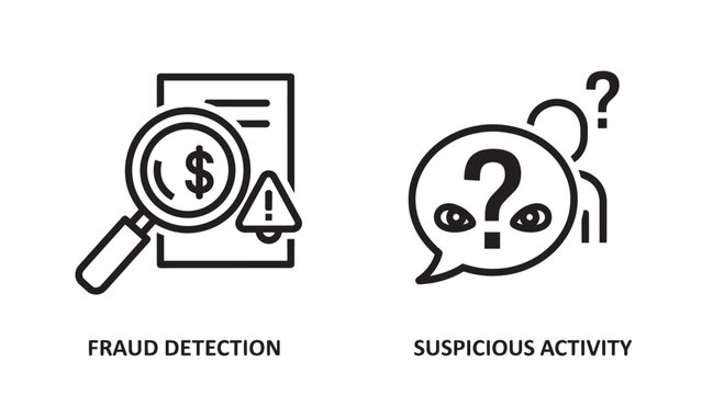 Business Security Icons Set Featuring Fraud Detection Document Auditing and Suspicious Activity Alert