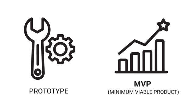 Business Development Icons for Prototype Design and Minimum Viable Product MVP Success Strategy