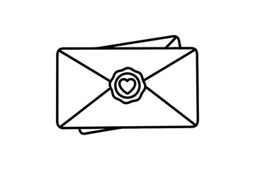 Envelope icon with heart seal representing romantic message, love letter and valentine's day celebration theme
