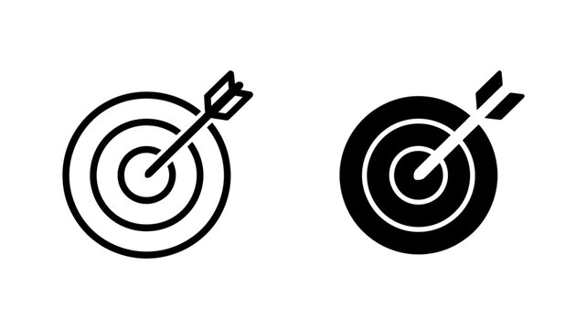 Outline and glyph styles of a target icon showing an arrow in the center, symbolizing success