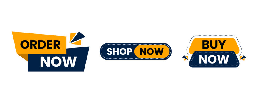 Shop Now Call To Action Buttons and Promotional Badges Set