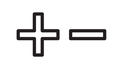 Obraz premium Plus and Minus Mathematical Symbols Minimalist Outline Icon Set for UI Design