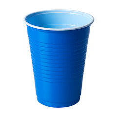 Empty blue party cup front view isolated on transparent background