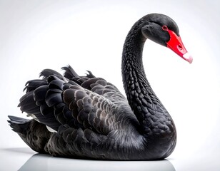 Fototapeta premium Black swan bird graceful posture professional studio wildlife high resolution image