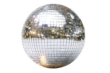 Fototapeta premium Shimmering Colorful Disco Ball with Reflective Mirror Tiles, isolated on a transparent background.