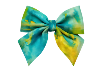 Colorful tie-dye bow isolated on transparent background