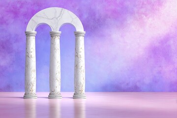Marble columns with pastel dreamy background