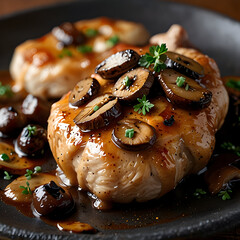 Succulent chicken marsala served with flavorful mushrooms and herbs