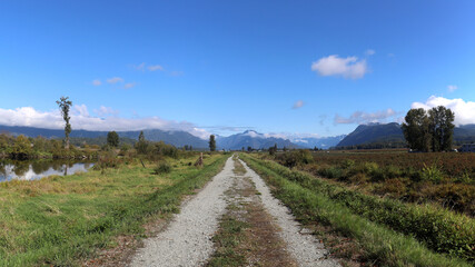 Gravel road at the base of Cascadia Mountains