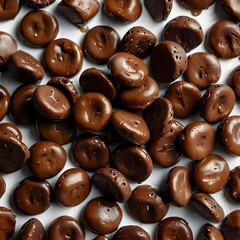 Delicious chocolate chips in a small white ceramic bowl