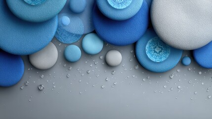  abstract template with blue circles, geometric patterns, medical symbols