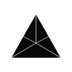a black triangle with white lines on a white background