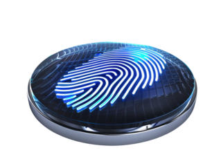 Futuristic Biometric Fingerprint Scan Button