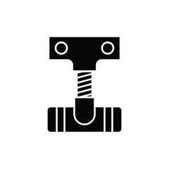 a black and white icon of a t shaped bolt