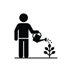 a person watering a plant with a watering can