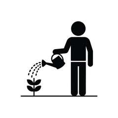 a person watering a plant with a watering can