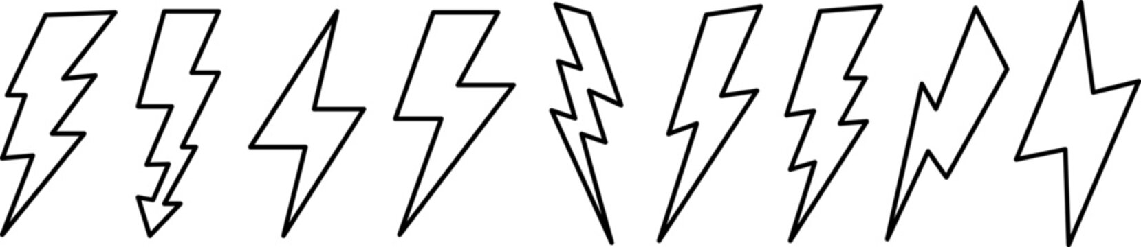 a set of black and white lightning bolt shapes