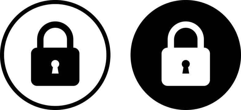 Two padlock icons in black and white circular frames