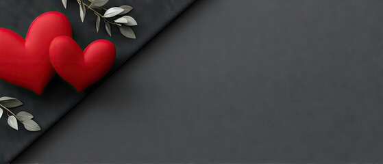 Heart-shaped balloons float against a black background for Valentine's Day decoration with space for text display