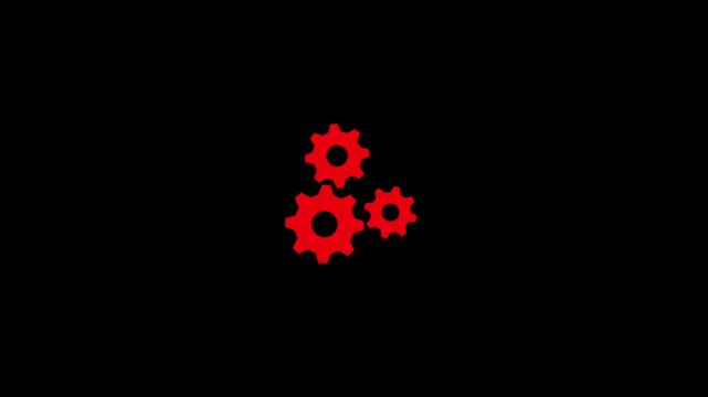 3 gears spinning. Gears rotating animation. gear icon rotation animation on black background. 4k video